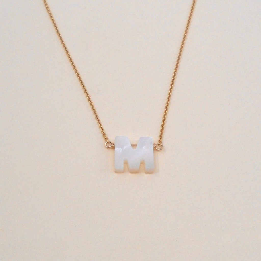 Mother of Pearl Initial Necklace