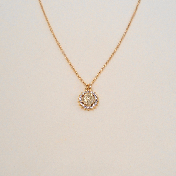 CZ Mary Coin Necklace