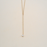 Dainty Pearl Lariat Necklace