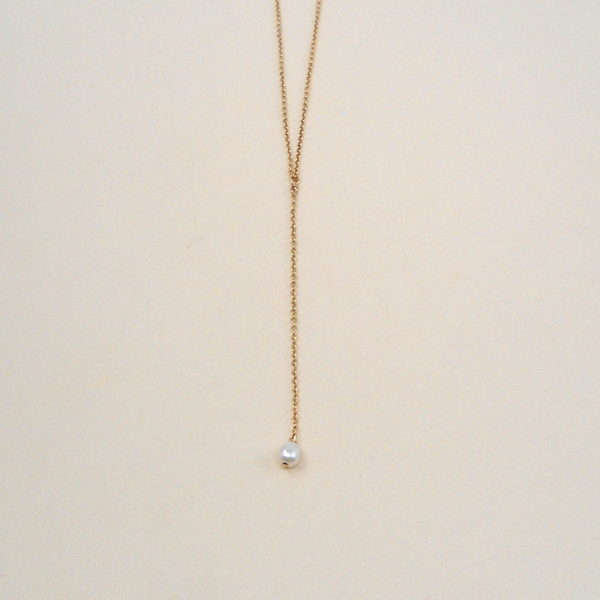 Dainty Pearl Lariat Necklace