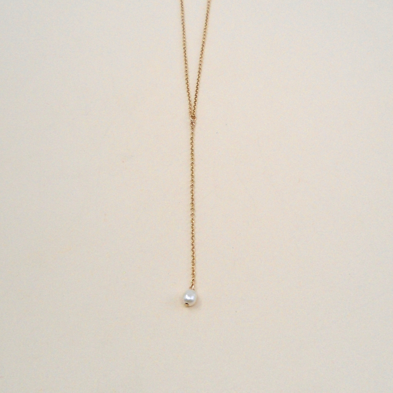 Dainty Pearl Lariat Necklace