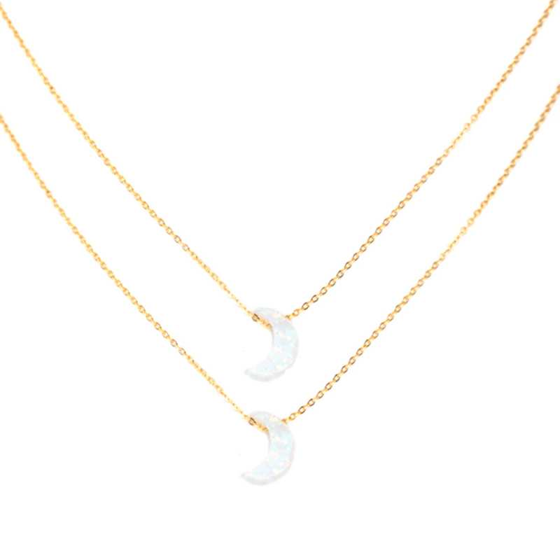 Mommy & Me Opalite Moon Necklace Set
