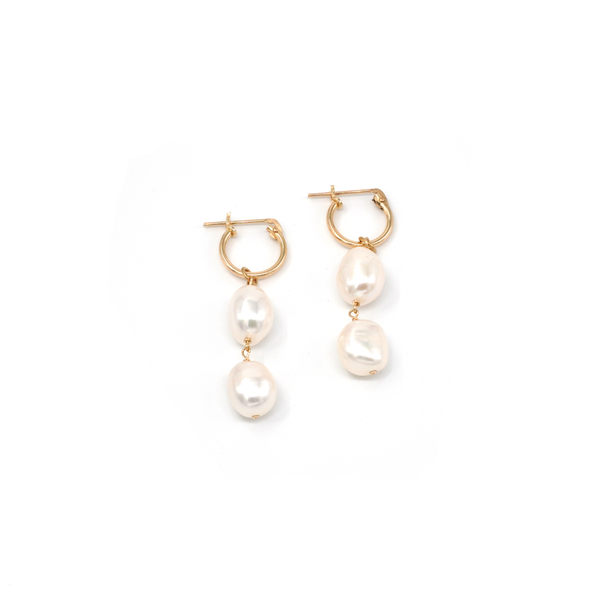 Gold Filled Double Pearl Hoops